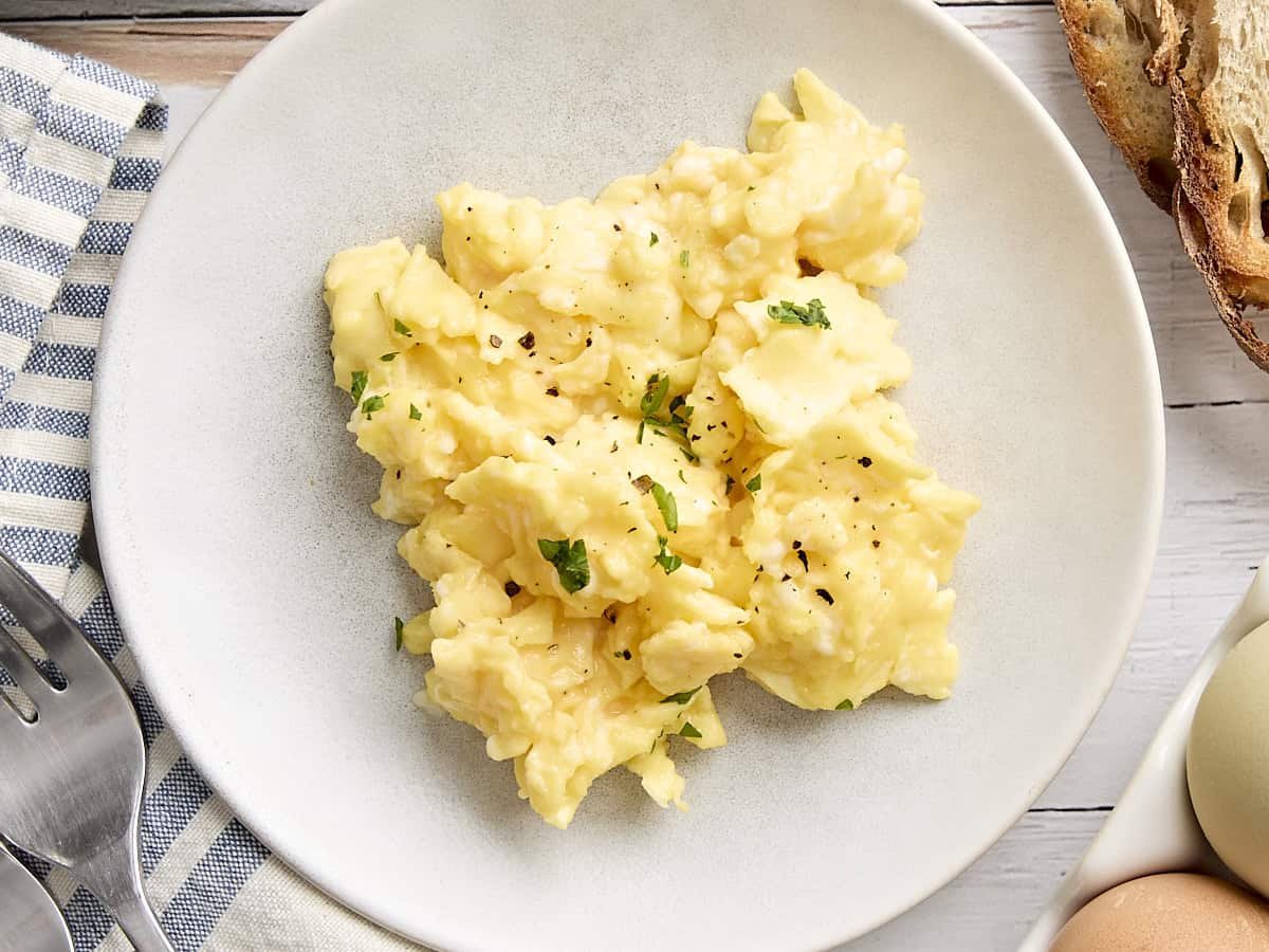 Creamy Scrambled Eggs on Buttery Toast